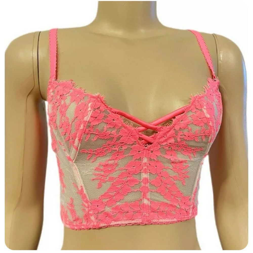 Victoria’s Secret Dream Angels Unlined longline Boning bustier bra Coral Medium